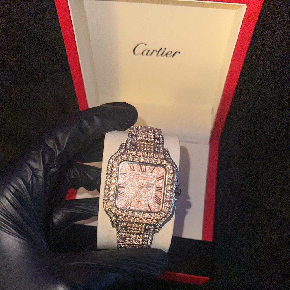 Cartier Rose Gold and Silver Diamond Timepiece